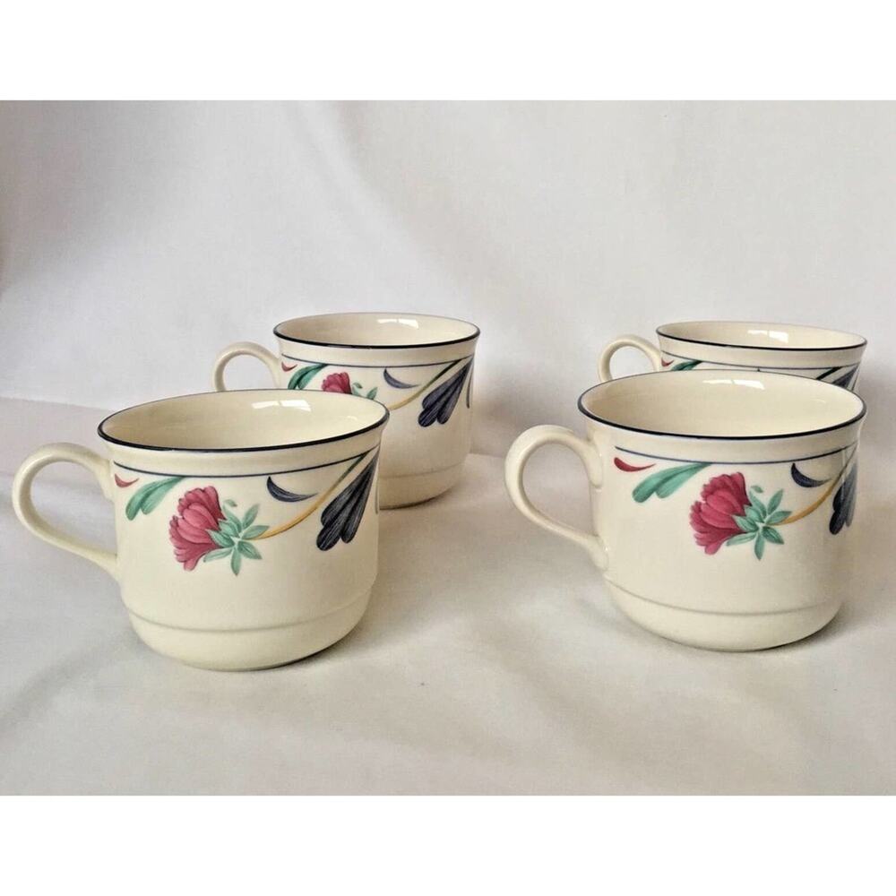 Lenox POPPIES ON BLUE Tea Cup (4 Four) Made‎ in USA (eV 3)